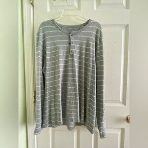 Banana Republic Business Casual Shirt - L - Grey Striped - Cotton Long Sleeve